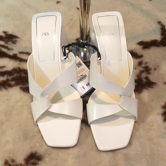 Zara Square Toe Casual Style Plain Leather Block Heels